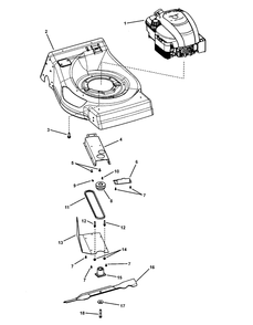 Engine And Blade Assembly (Btpv21) Diagram and Parts List for 7800268-BTPV21675E 2008 Briggs and Stratton Lawn Mower